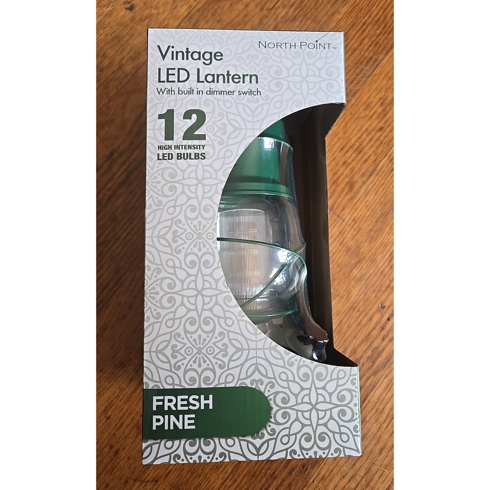 LED Lantern, 12-LED 150-Lumen Lantern, Fresh Pine Green Indoor Outdoor